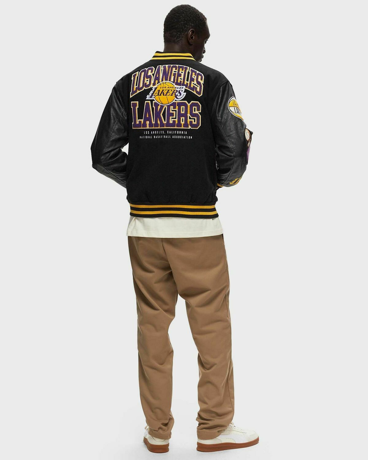 New Era Nba Patch Varsity Jckt Los Angeles Lakers Black Bomber Jackets/College Jackets