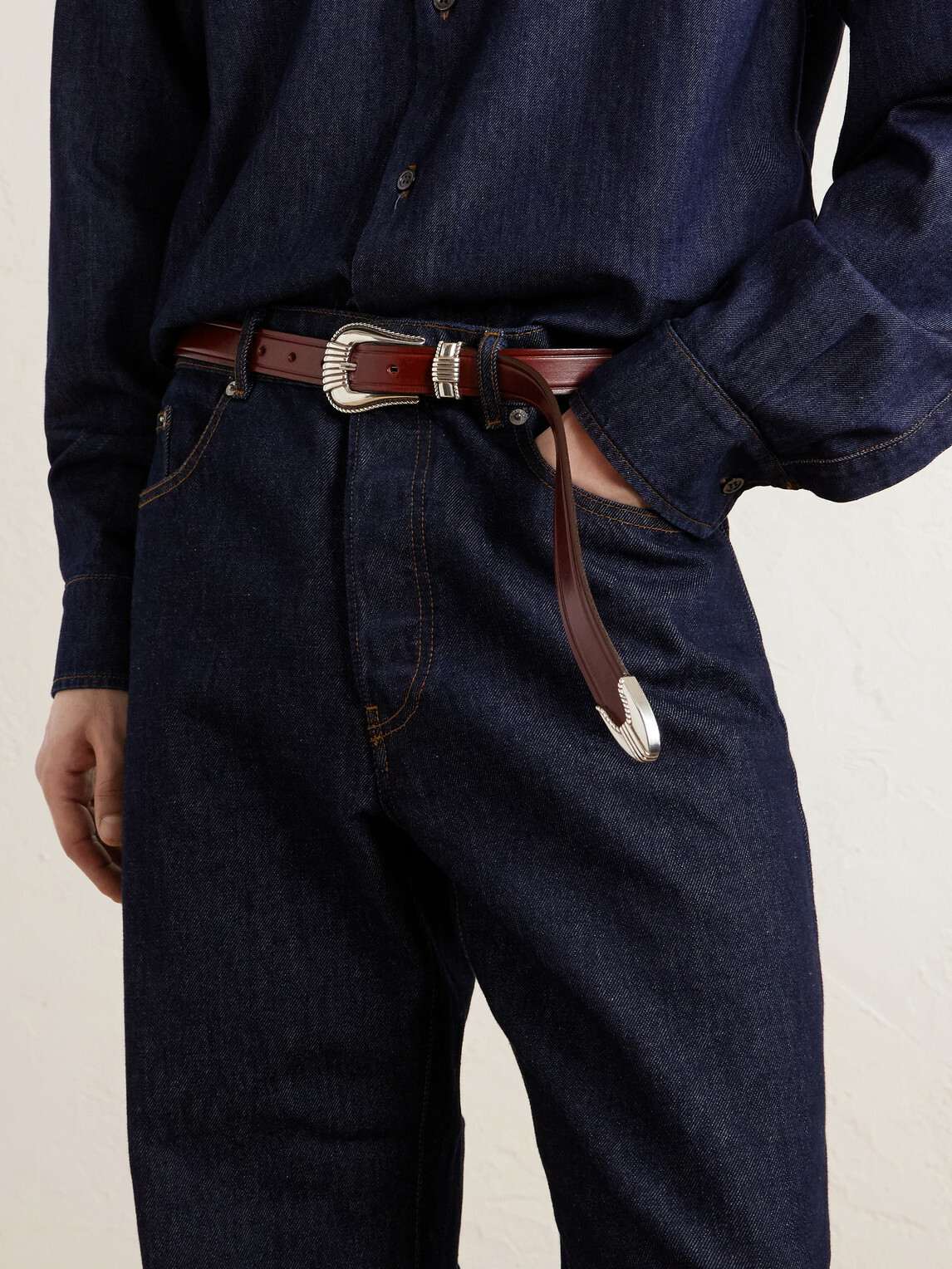 Monitaly - 2.5cm Leather Belt - Brown