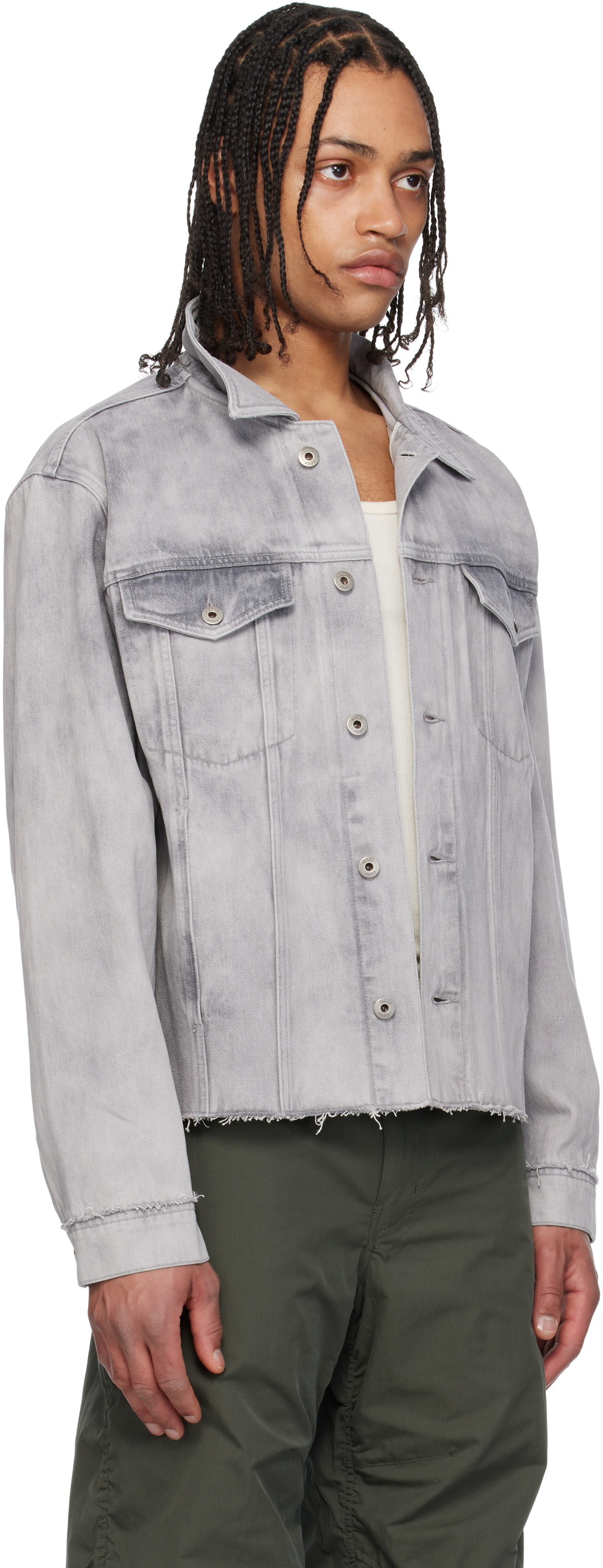 COOR Gray Shadow Washed Cutoff Denim Jacket