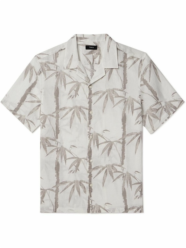 Photo: Theory - Irving Camp-Collar Printed Linen Shirt - White