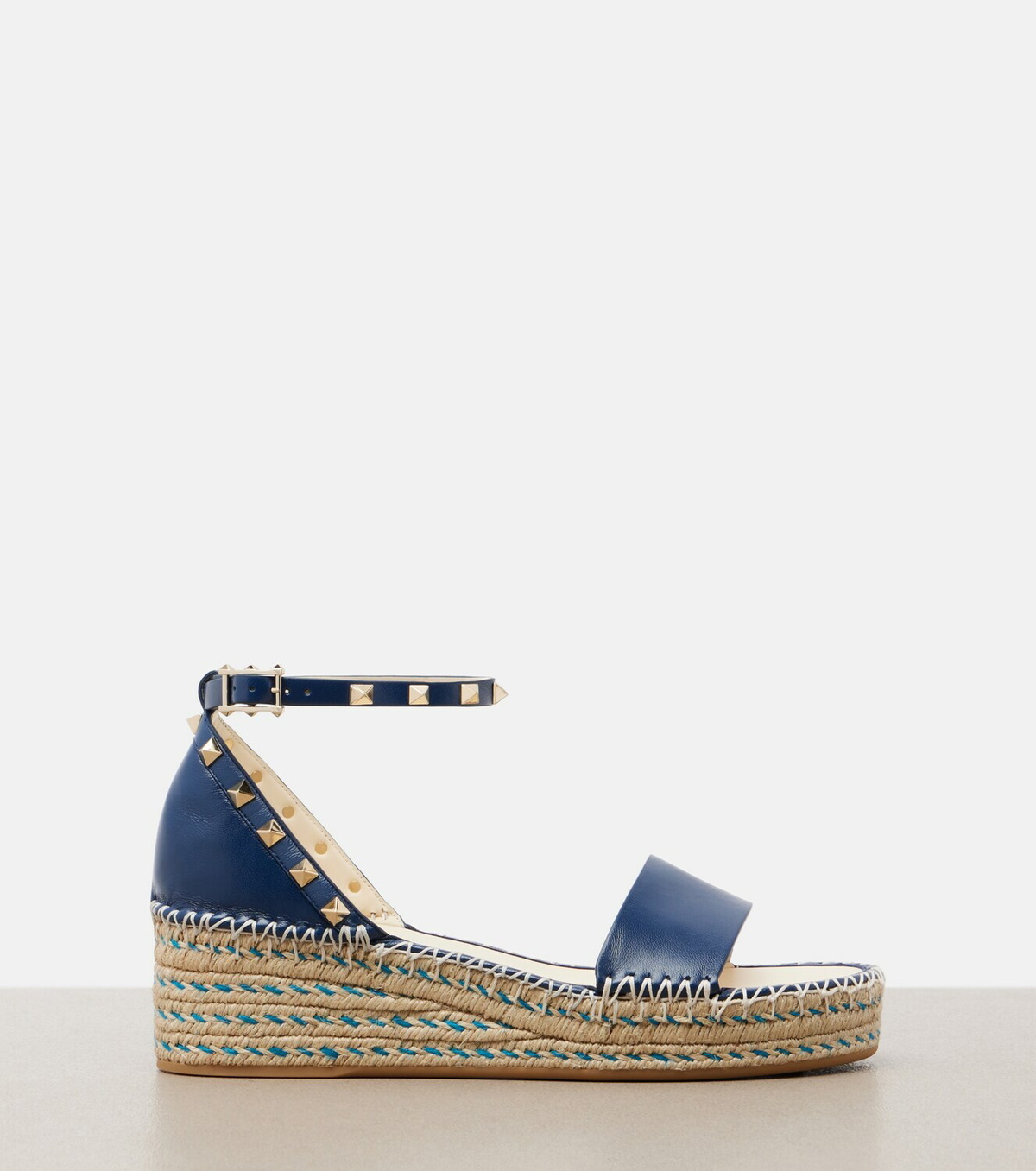 Valentino Garavani Double Rockstud leather espadrille wedges
