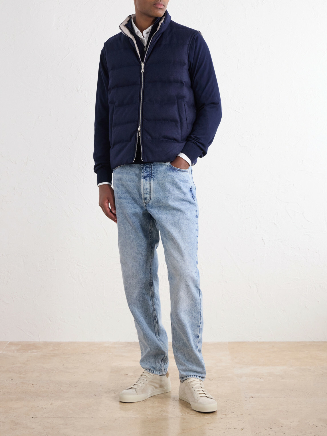 Eleventy - Reversible Padded Cashmere-Blend and Wool-Blend Gilet - Blue