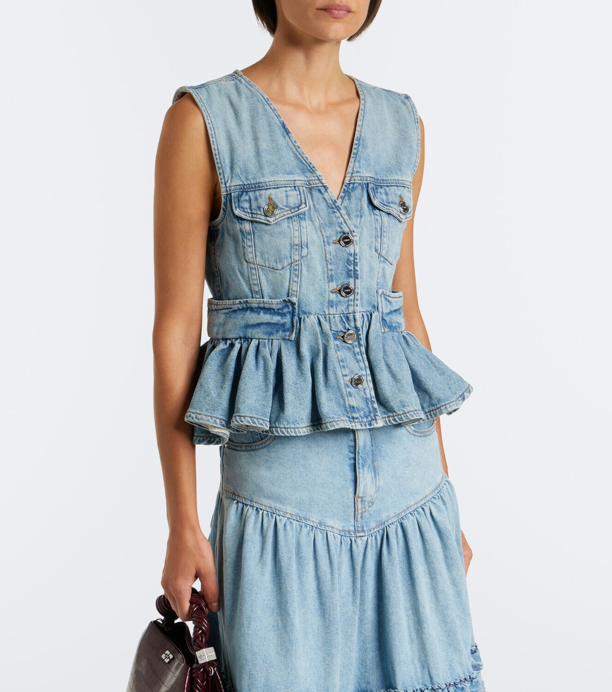 Ganni Peplum denim top