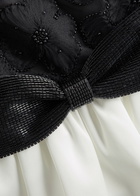 Self-portrait Bead-embellished Tulle and Satin Mini Dress Black And White