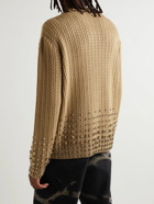 Burberry - Crystal-Embellished Cable-Knit Wool-Blend Sweater - Neutrals