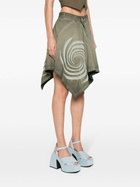 Masha Popova Green Asymmetric Denim Skirt