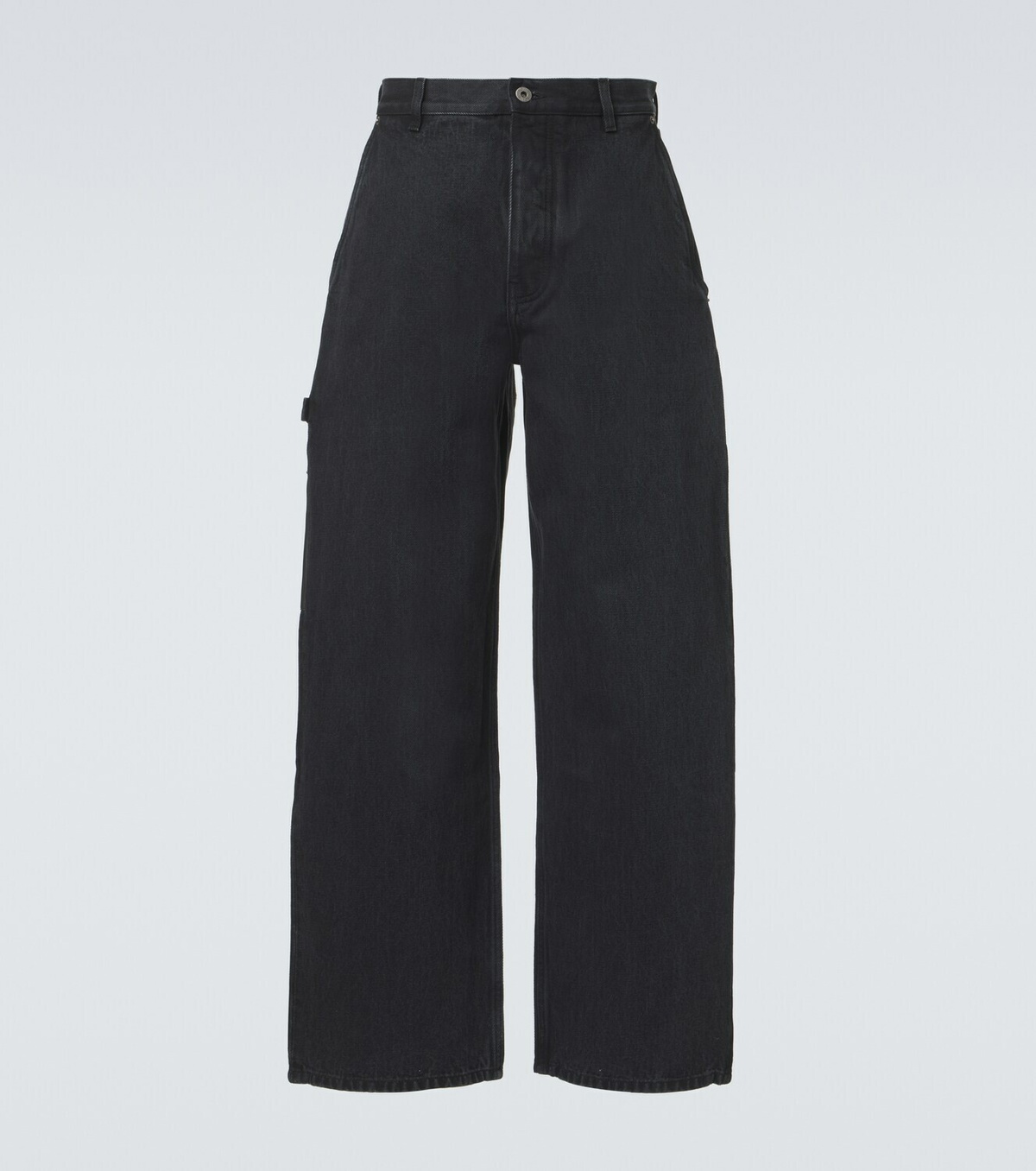 Loewe Leather-trimmed wide-leg jeans