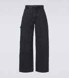 Loewe Leather-trimmed wide-leg jeans
