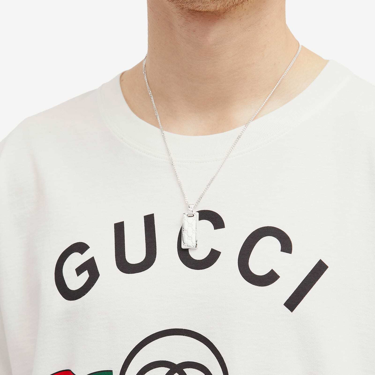 Gucci Men's Signature GG Dog Tag Necklace in Silver 