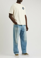 Rhude Bordeaux Printed Cotton T-shirt Cream