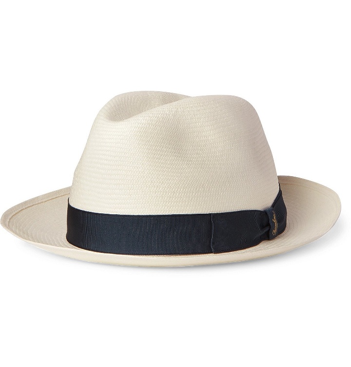 Photo: Borsalino - Fellini Grosgrain-Trimmed Straw Panama Hat - White