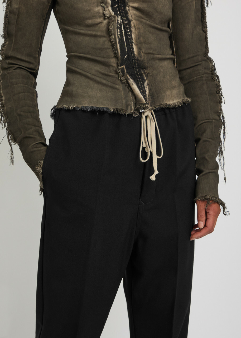 Rick Owens Cropped Tapered-leg Wool Trousers Black