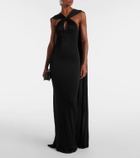 The New Arrivals Ilkyaz Ozel Cutout caped halterneck gown