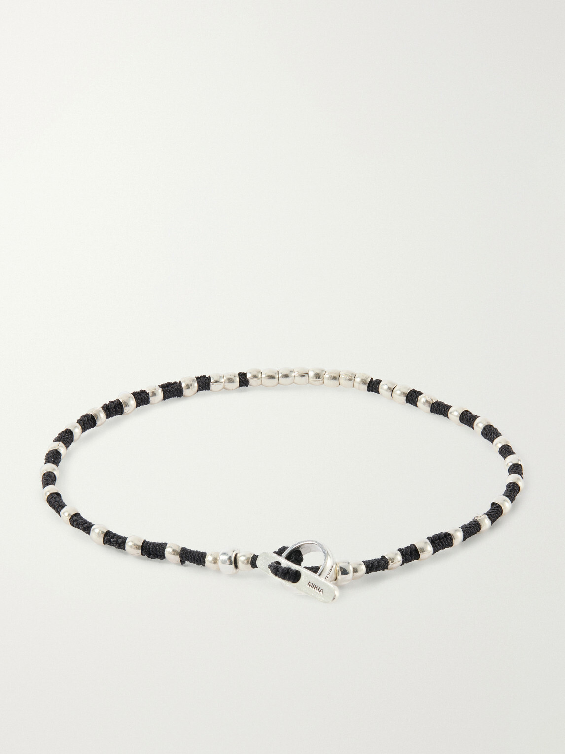 Mikia - Braided Cord and Sterling Silver Beaded Bracelet - Black