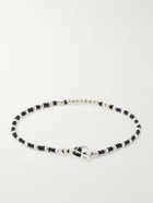 Mikia - Braided Cord and Sterling Silver Beaded Bracelet - Black