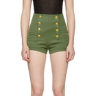 Pierre Balmain Khaki Wool Button Shorts