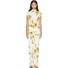 ALAÏA White Draped Printed Maxi Dress