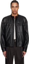 LEMAIRE Black Soft Boxy Leather Jacket