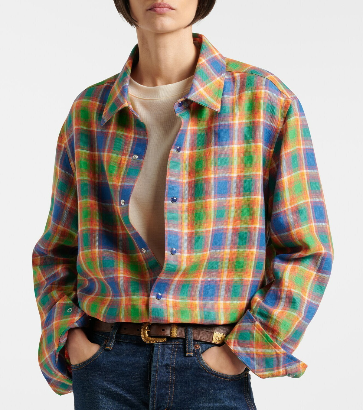 God's True Cashmere Brilliant linen shirt with lapis lazuli