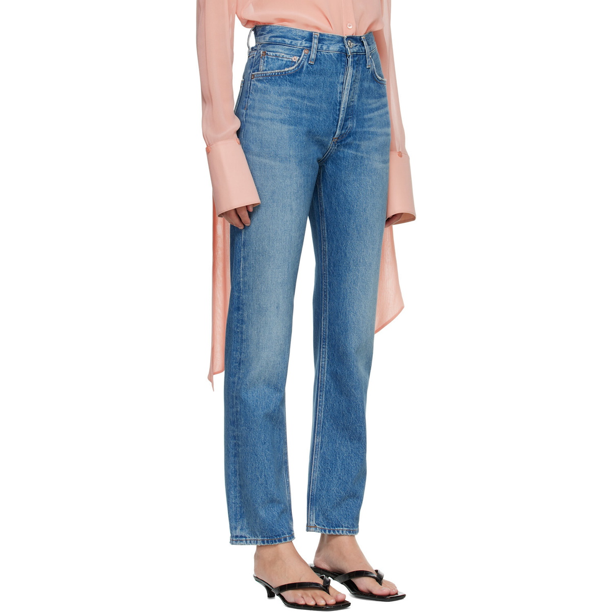 AGOLDE Blue 90's Pinch Waist High Rise Straight Jeans