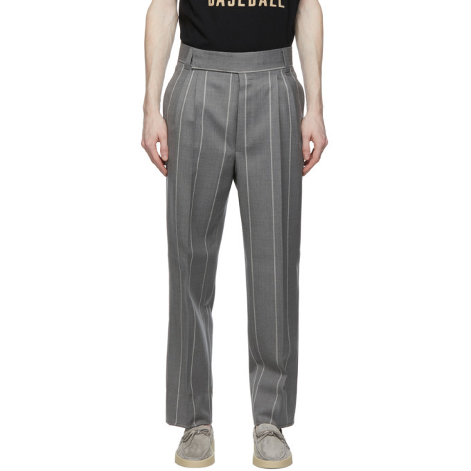 Fear of God Ermenegildo Zegna Grey Wool Striped Trousers Fear of