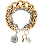 Alexander McQueen Gold and Silver Medallion Chain Bracelet