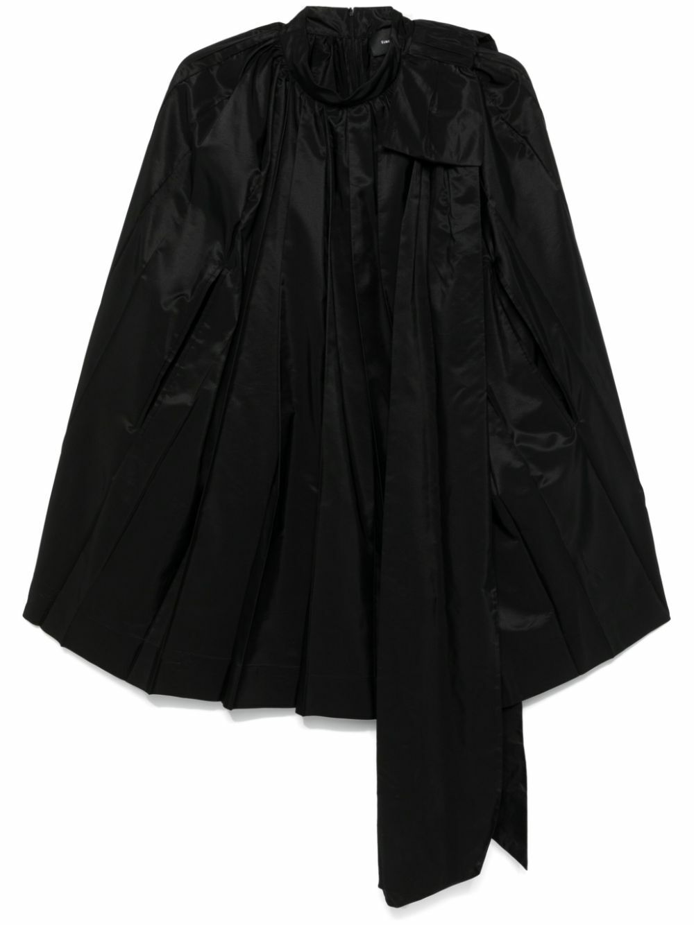 strapless open back dress Auriane Black Layered Cape Sculptural Maxi Dress Set, L / Black
