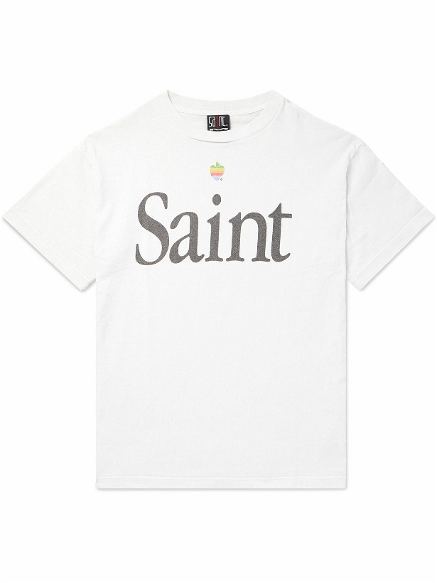Photo: SAINT Mxxxxxx - Logo-Print Cotton-Jersey T-Shirt - White