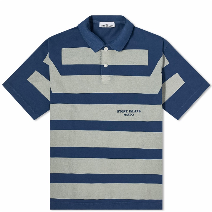 Photo: Stone Island Men's Marina Stripe Polo Shirt in Royal Blue