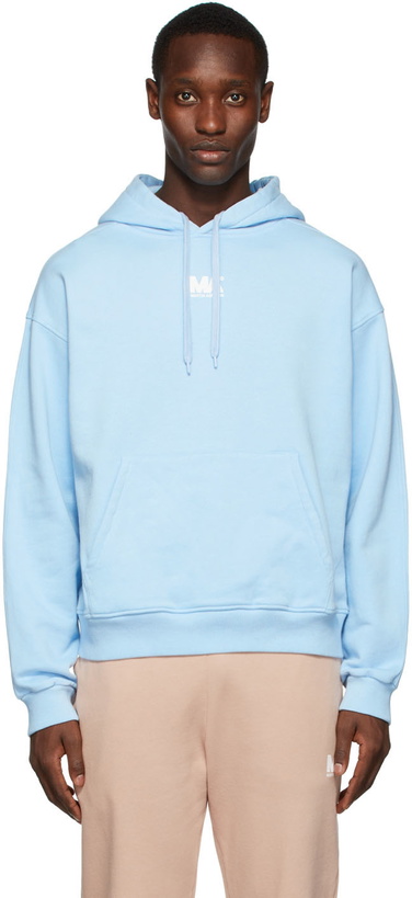 Photo: M.A. Martin Asbjørn SSENSE Exclusive Blue Cropped 'MA' Hoodie