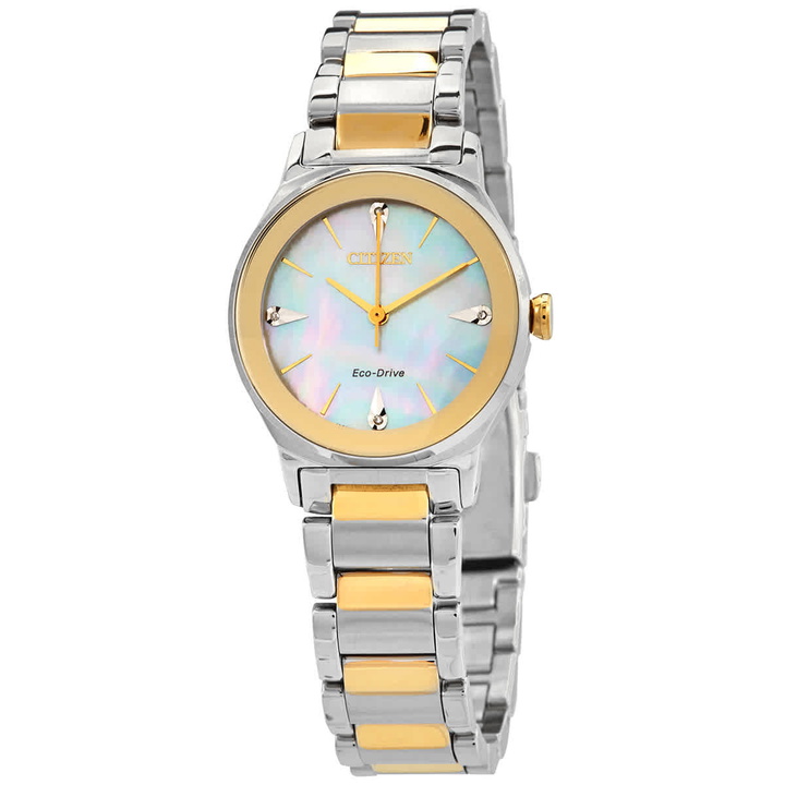 Photo: Citizen Diamond White Mother of Pearl Dial Ladies Two-tone Watch EM0734-56D