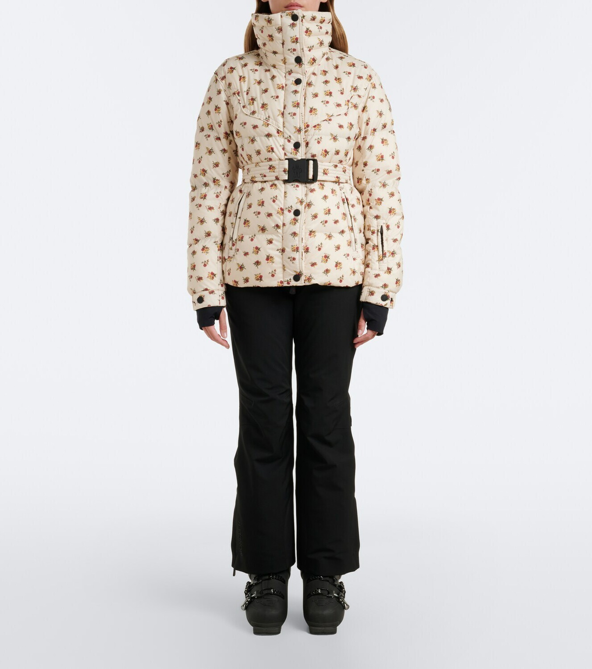Moncler Grenoble Floral belted down ski jacket