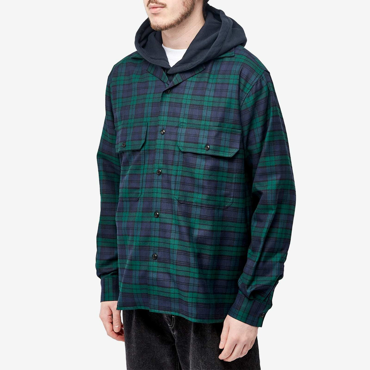 Reception Men's Work Overshirt in Black Watch Tartan