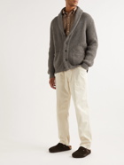 De Bonne Facture - Shawl-Collar Ribbed Alpaca and Wool-Blend Cardigan - Gray