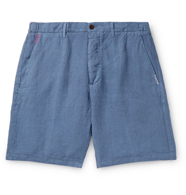 Photo: Altea - Embroidered Linen Shorts - Blue