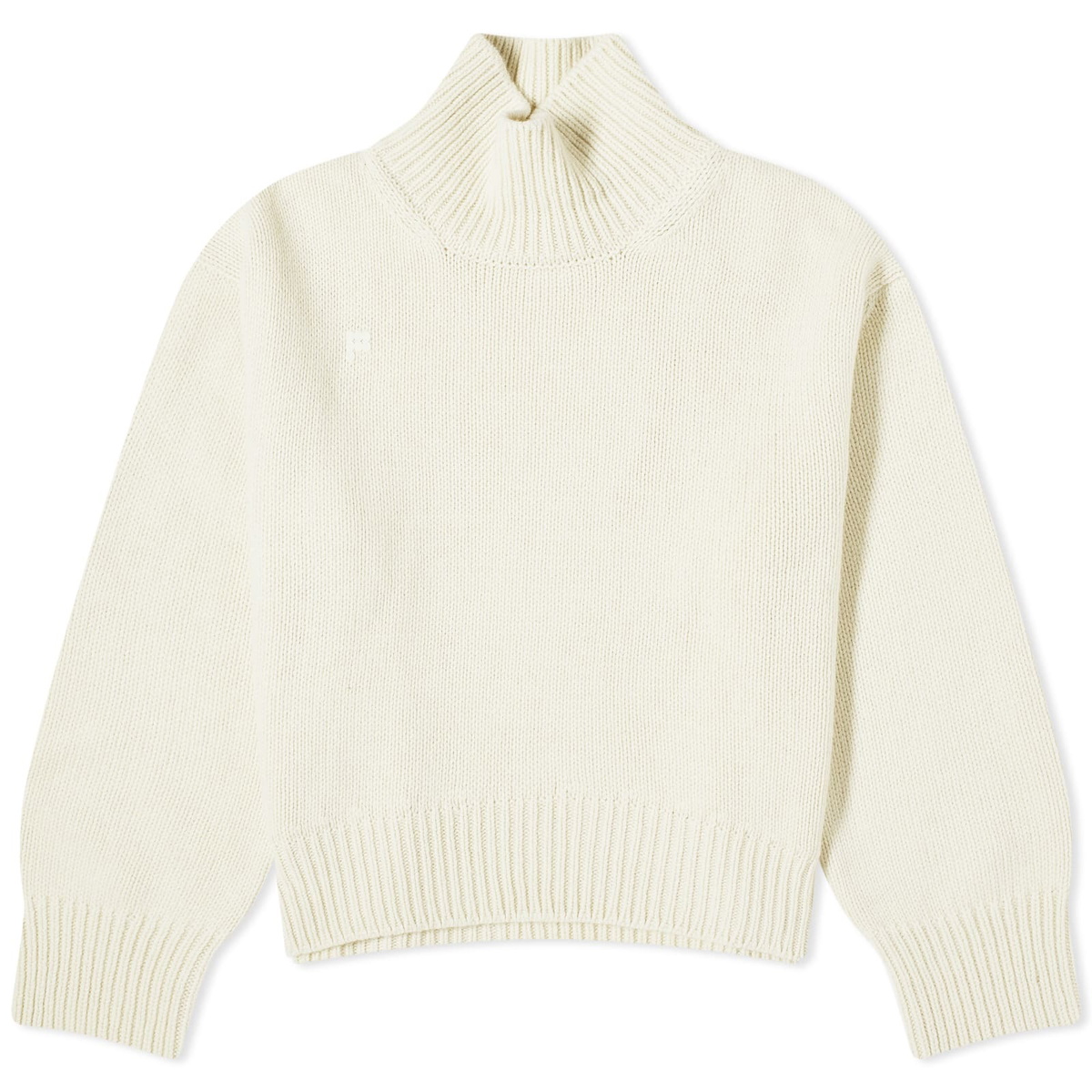 Pangaia Women's Recycled Cashmere Knit Chunky Turtleneck Sweater in Ecru Ivory