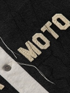 Satoshi Nakamoto - Distressed Cotton Jersey-Trimmed Denim Hooded Jacket - Black