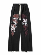 RRR123 - Logo-Print Cotton-Jersey Sweatpants - Black