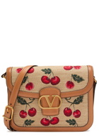 Valentino 9T05 Cherry-jacquard Raffia and Leather Cross-body bag - Natural - One Size