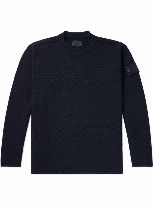 Photo: Stone Island - Ghost Logo-Appliquéd Wool Sweater - Blue