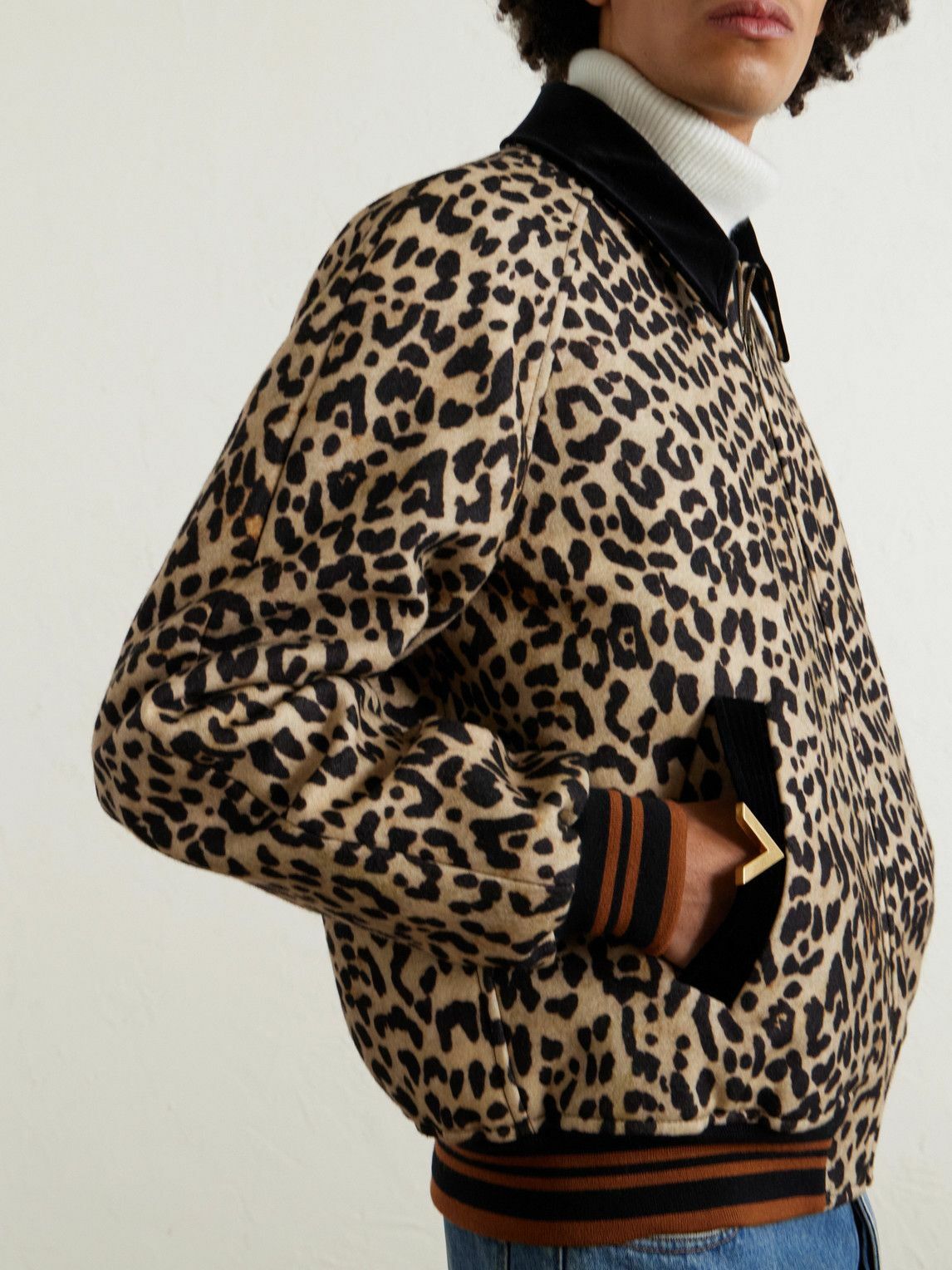 Valentino Garavani - Leopard-Print Wool-Twill Bomber Jacket - Brown