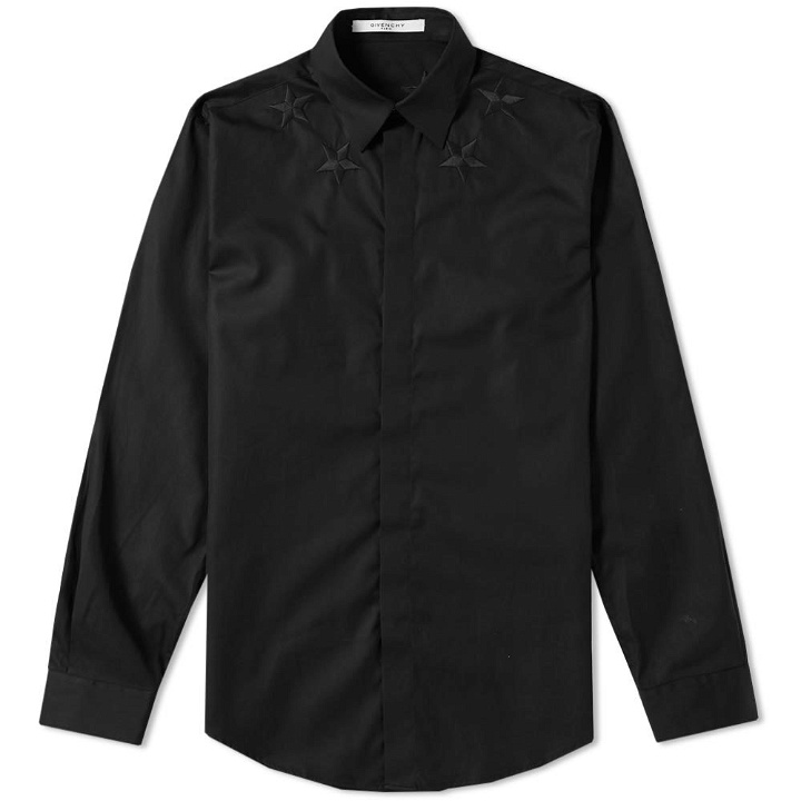 Photo: Givenchy Regular Star Neck Poplin Shirt Black