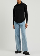 Canada Goose Women's Small Black Fairhaven Half-Zip Wool Jumper Detailed With Reflective Stripes