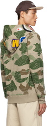 BAPE Beige & Green 'WGM' Layered Line Camo Shark Hoodie