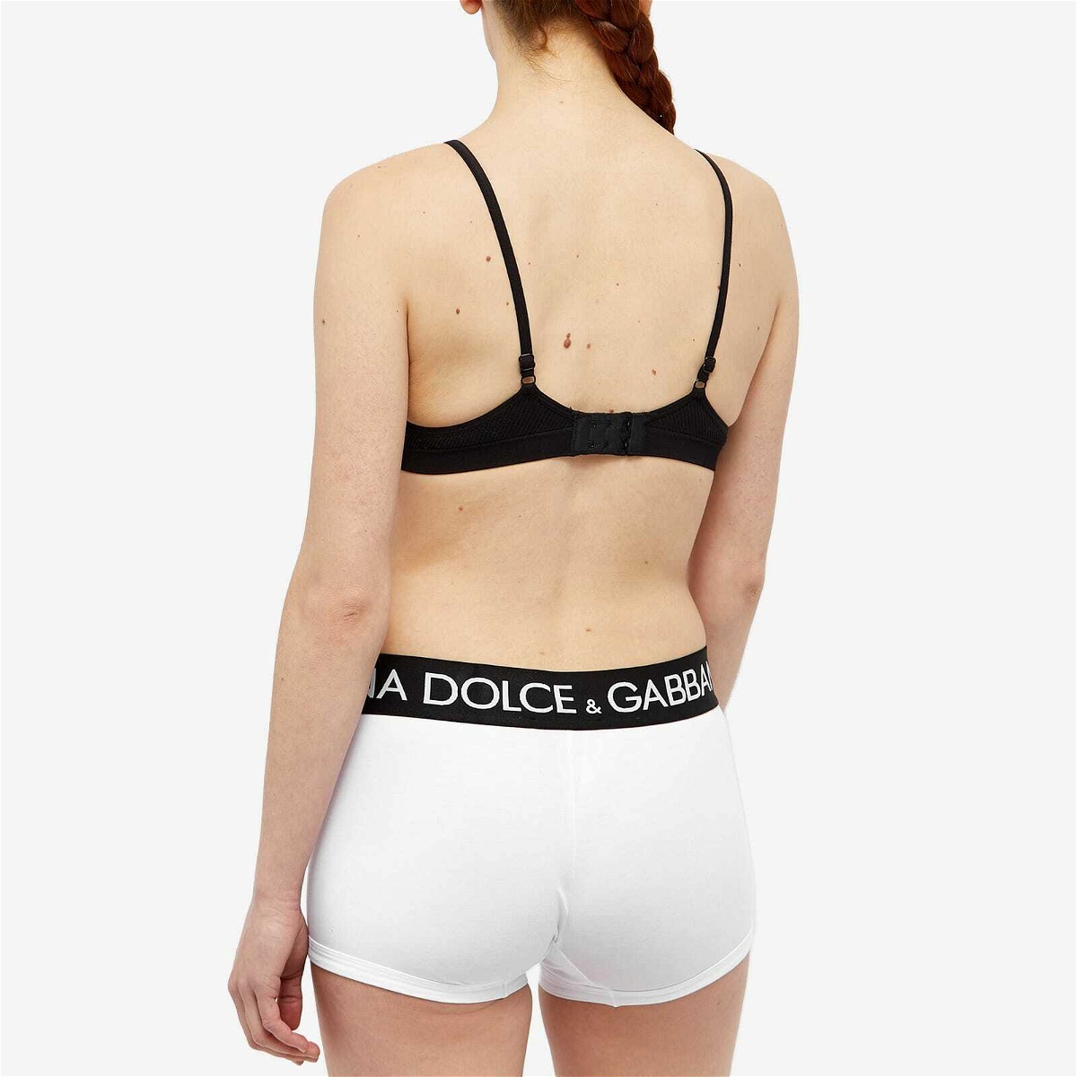 Dolce & Gabbana Women's Logo Band Girl Boxer Shorts in White/Black Dolce &  Gabbana
