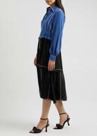 Lovebirds Marlin Silk Crepe de Chine Midi Shirt Dress Black