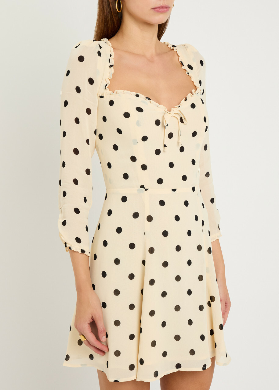 Reformation Remi Polka-dot Georgette Mini Dress White