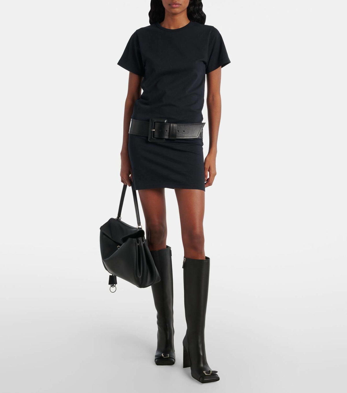 Balenciaga Belted cotton-blend jersey minidress
