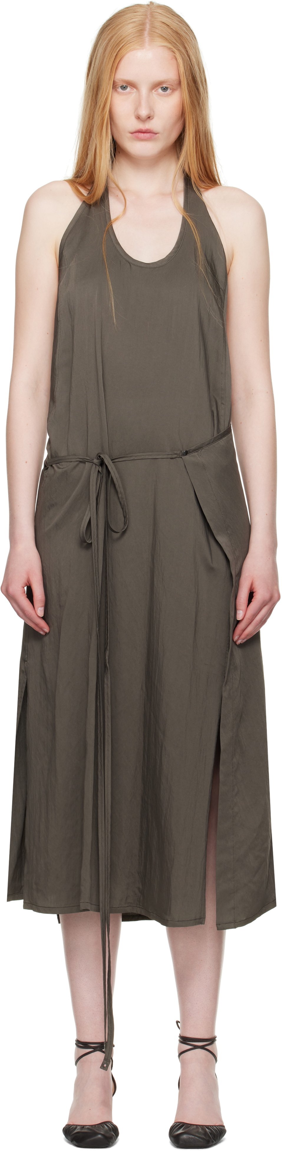 knee length dresses for ladies Apron Burgundy Cargo Midi Dress Burgundy Cotton Twill / 6