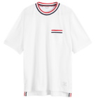 Thom Browne Men's Stripe Tipped Textured T-Shirt in White